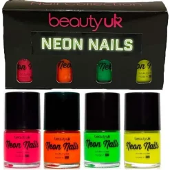 Beauty UK Neon Nail Polish Set 1 4x9ml