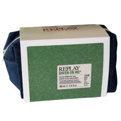Giftset Replay Green On Me Man Edt 100ml + Pochette