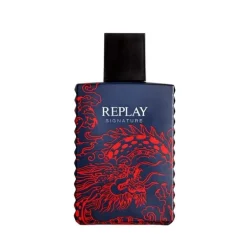 Giftset Replay Signature Red Dragon Man Edt 100ml + Pochette