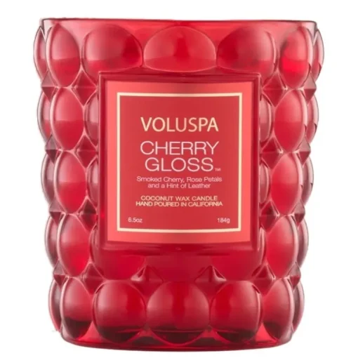 Voluspa Boxed Textured Glass Candle Cherry Gloss 184g