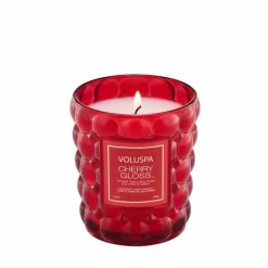 Voluspa Boxed Textured Glass Candle Cherry Gloss 184g