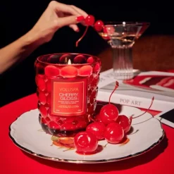 Voluspa Boxed Textured Glass Candle Cherry Gloss 184g