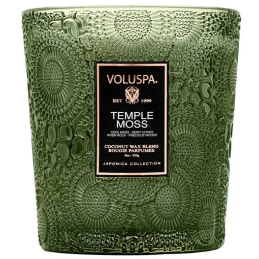 Voluspa Boxed Textured Glass Candle Temple Moss 184g