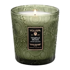 Voluspa Boxed Textured Glass Candle Temple Moss 184g