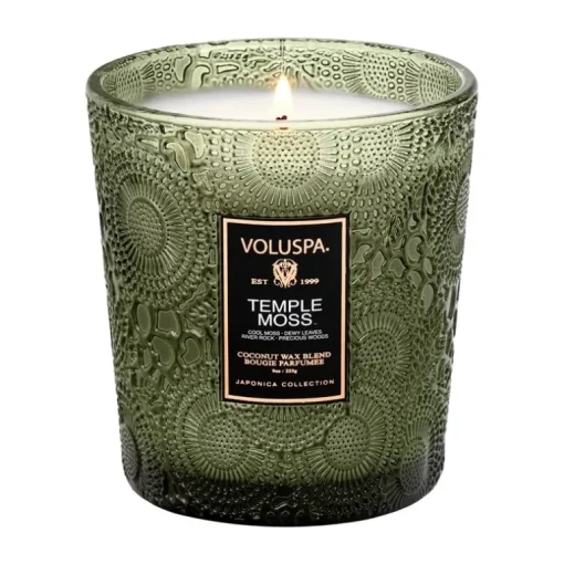 Voluspa Boxed Textured Glass Candle Temple Moss 184g
