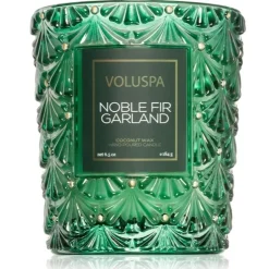 Voluspa Boxed Textured Glass Candle Noble Fir Garland 184g