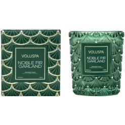Voluspa Boxed Textured Glass Candle Noble Fir Garland 184g