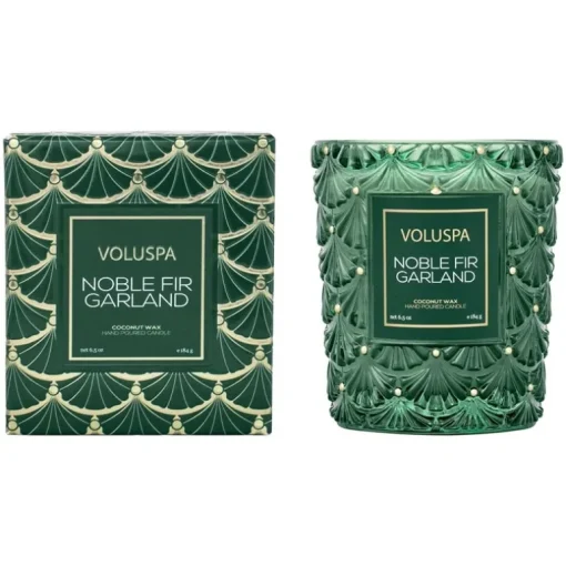 Voluspa Boxed Textured Glass Candle Noble Fir Garland 184g