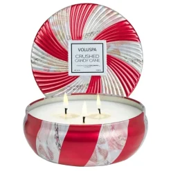 Voluspa Crushed Candy Cane 3-wick Tin Candle