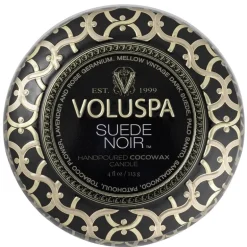 Voluspa Decorative Tin Candle Suede Noir 113g