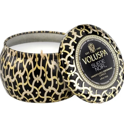 Voluspa Decorative Tin Candle Suede Noir 113g