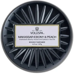 Voluspa Decorative Tin Candle Makassar Ebony & Peach 127g