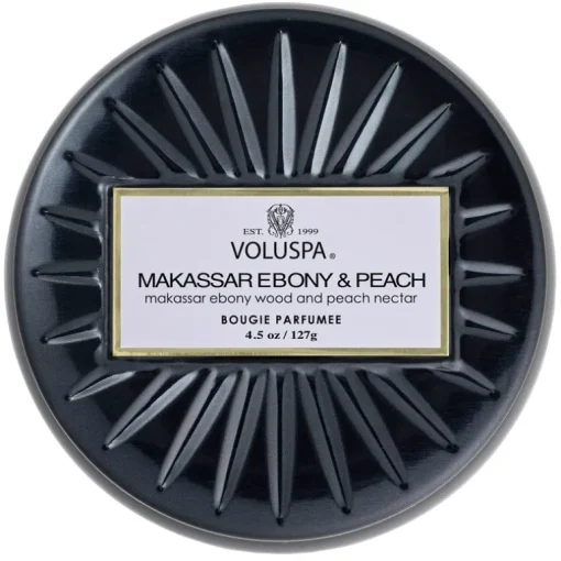 Voluspa Decorative Tin Candle Makassar Ebony & Peach 127g