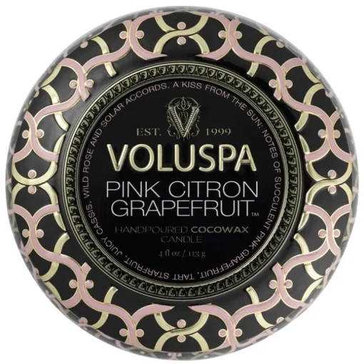 Voluspa Decorative Tin Candle Pink Citron Grapefruit 113g