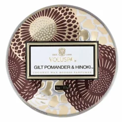 Voluspa Decorative Tin Candle Gilt Pomander & Hinoki 113g