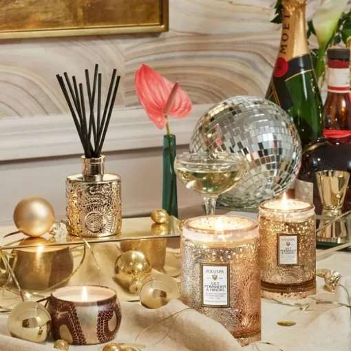 Voluspa Decorative Tin Candle Gilt Pomander & Hinoki 113g