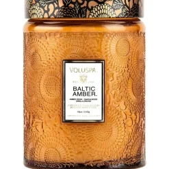 Voluspa Large Embossed Glass Jar Baltic Amber 510g