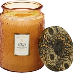 Voluspa Large Embossed Glass Jar Baltic Amber 510g
