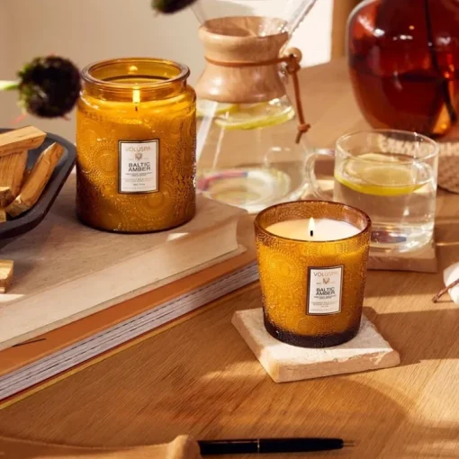 Voluspa Large Embossed Glass Jar Baltic Amber 510g