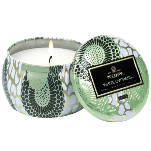 Voluspa Mini Decorative Tin Candle White Cypress 113g