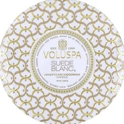 Voluspa 3-Wick Candle Decorative Tin Suede Blanc 340g