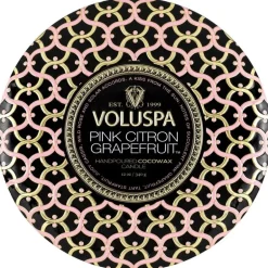 Voluspa 3-Wick Candle Decorative Tin Pink Citron Grapefruit 340g