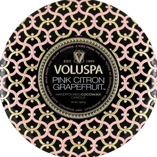 Voluspa 3-Wick Candle Decorative Tin Pink Citron Grapefruit 340g