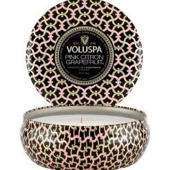 Voluspa 3-Wick Candle Decorative Tin Pink Citron Grapefruit 340g