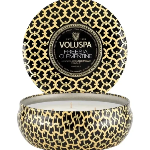 Voluspa 3-Wick Candle Decorative Tin Freesia Clementine 340g