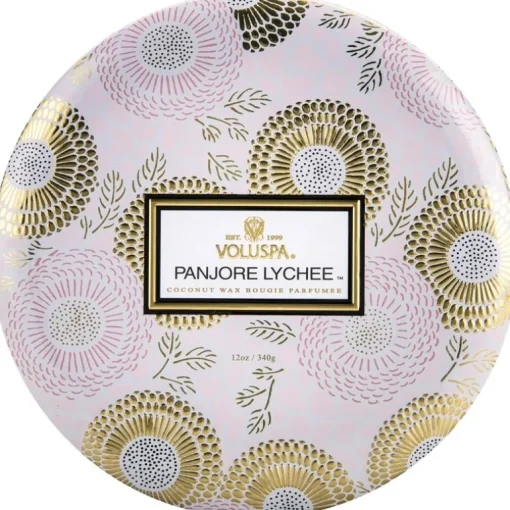 Voluspa 3-Wick Candle Decorative Tin Panjore Lychee 340g