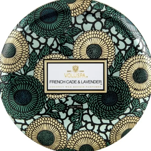 Voluspa 3-Wick Candle Decorative Tin French Cade & Lavender 340g