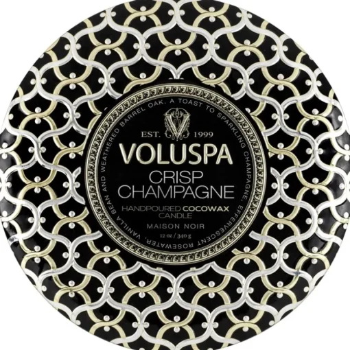 Voluspa 3-Wick Candle Decorative Tin Crisp Champagne 340g