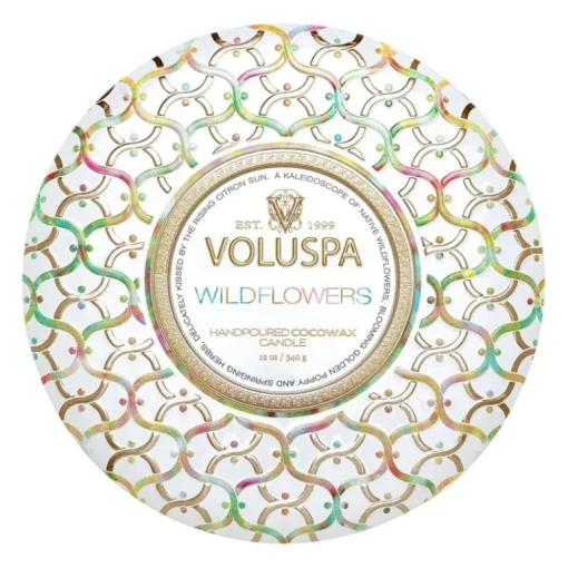 Voluspa 3-Wick Candle Decorative Tin Wildflowers 340g