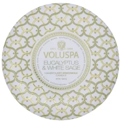 Voluspa 3-Wick Candle Decorative Tin Eucalyptus & White Sage 340g