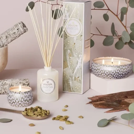 Voluspa 3-Wick Candle Decorative Tin Eucalyptus & White Sage 340g