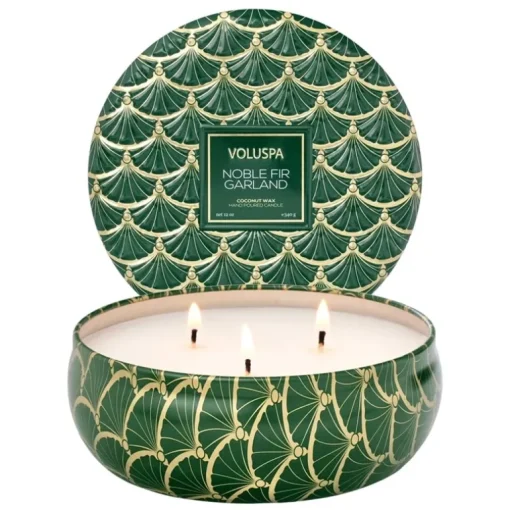 Voluspa 3-Wick Candle Decorative Tin Noble Fir Garland 340g