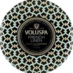 Voluspa 3-Wick Candle Decorative Tin French Linen 340g
