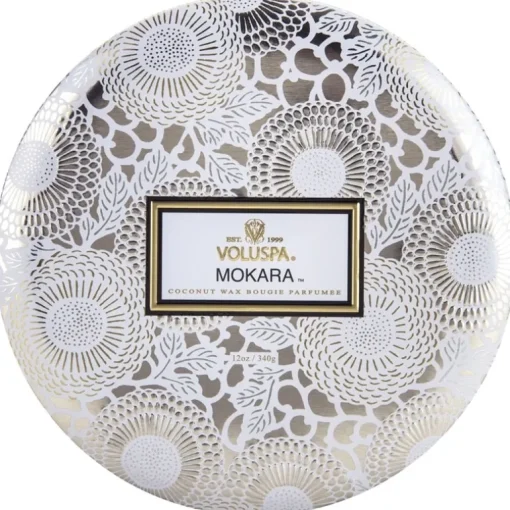 Voluspa 3-Wick Candle Decorative Tin Mokara 340g