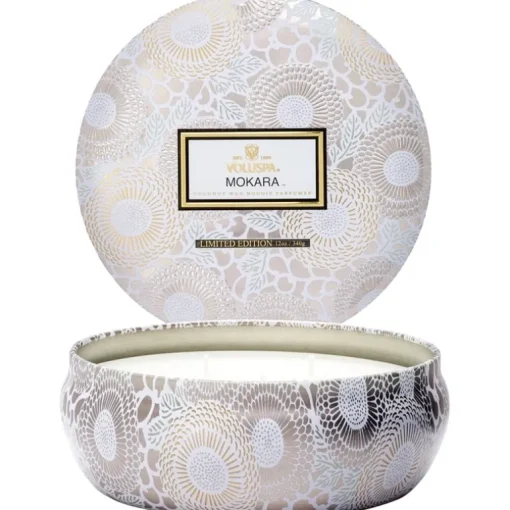 Voluspa 3-Wick Candle Decorative Tin Mokara 340g