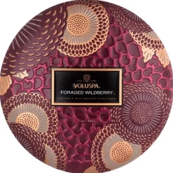 Voluspa 3-Wick Candle Decorative Tin Foraged Wildberry 340g