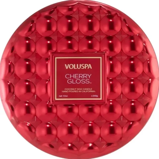 Voluspa 3-Wick Candle Decorative Tin Cherry Gloss 340g
