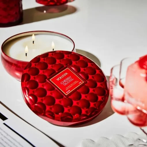 Voluspa 3-Wick Candle Decorative Tin Cherry Gloss 340g