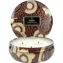 Voluspa 3-Wick Candle Decorative Tin Forbidden Fig 340g