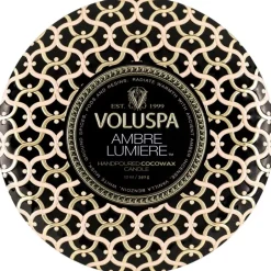 Voluspa 3-Wick Candle Decorative Tin Ambre Lumiere 340g