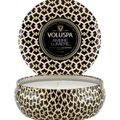Voluspa 3-Wick Candle Decorative Tin Ambre Lumiere 340g