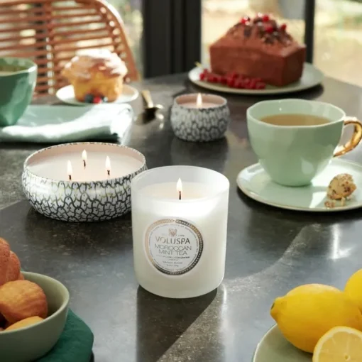 Voluspa 3-Wick Candle Decorative Tin Moroccan Mint Tea 340g